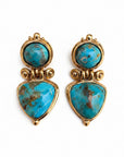 GAS BIJOUX - BOUCLES D'OREILLES COLORADO TIGES DROITES DORÉES ET TURQUOISE