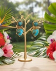 GAS BIJOUX - BOUCLES D'OREILLES COLORADO TIGES DROITES DORÉES ET TURQUOISE