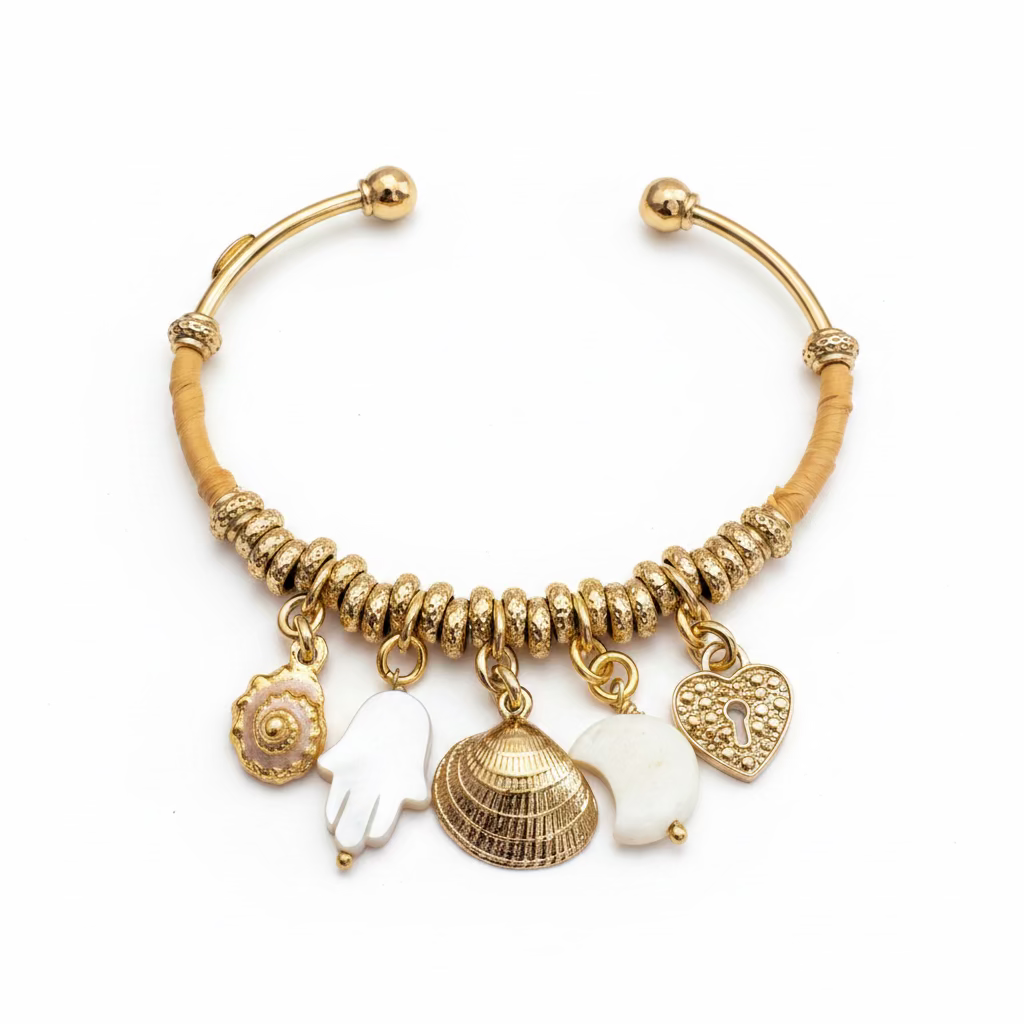 GAS BIJOUX - BRACELET ZANCHA DORÉ - PAMPILLES DORÉES ET BLANCHES