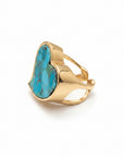 GAS BIJOUX - BAGUE MIRAGE COEUR DORÉE - TURQUOISE