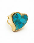 GAS BIJOUX - BAGUE MIRAGE COEUR DORÉE - TURQUOISE