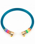 GAS BIJOUX - BRACELET SARINA BIS - ACETATE BLEU TRANSLUCIDE ET FILS DE SOIE FLUO
