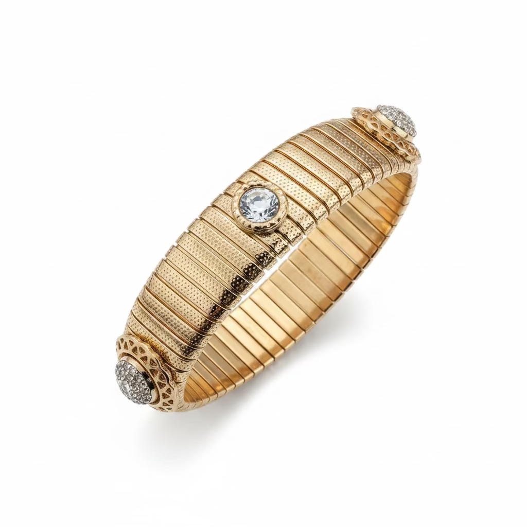 GAS BIJOUX - BRACELET STRADA MOYEN MODELE DORÉ ET CRISTAUX DE SWAROWSKI BLANC