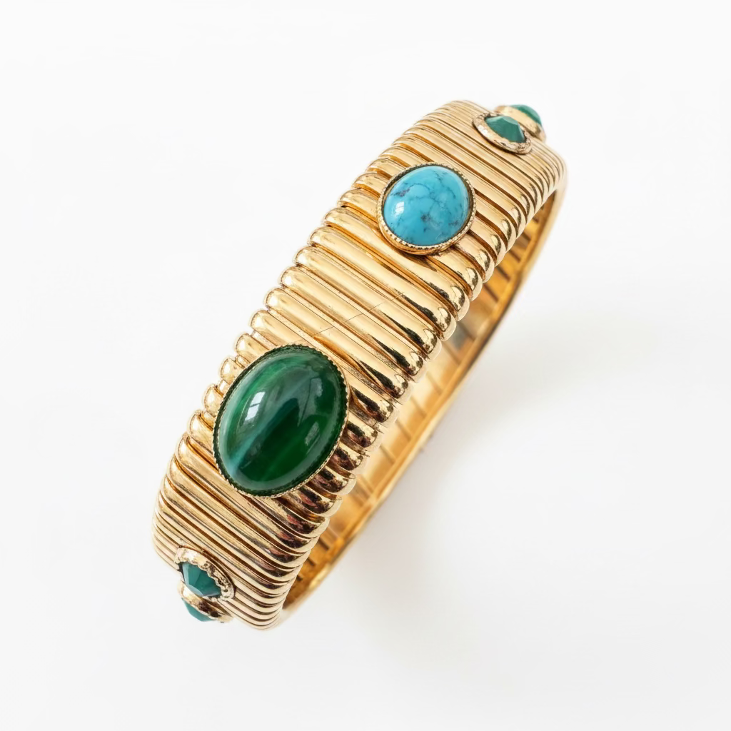 GAS BIJOUX - BRACELET STRADA DORÉ - TURQUOISE ET MALACHITE