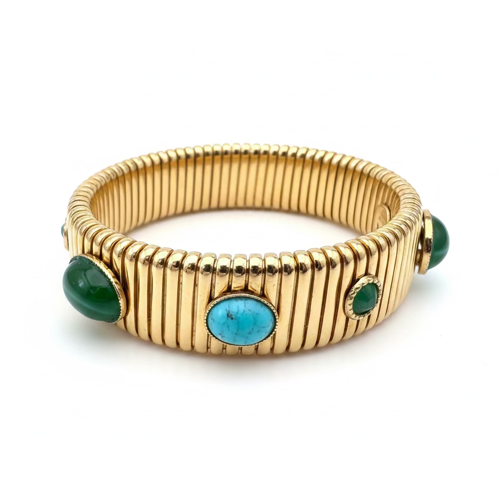 GAS BIJOUX - BRACELET STRADA DORÉ - TURQUOISE ET MALACHITE