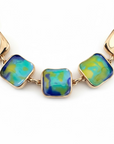 GAS BIJOUX - COLLIER RAINBOW SQUARE EMAILLÉ DORÉ - PIECE RARE