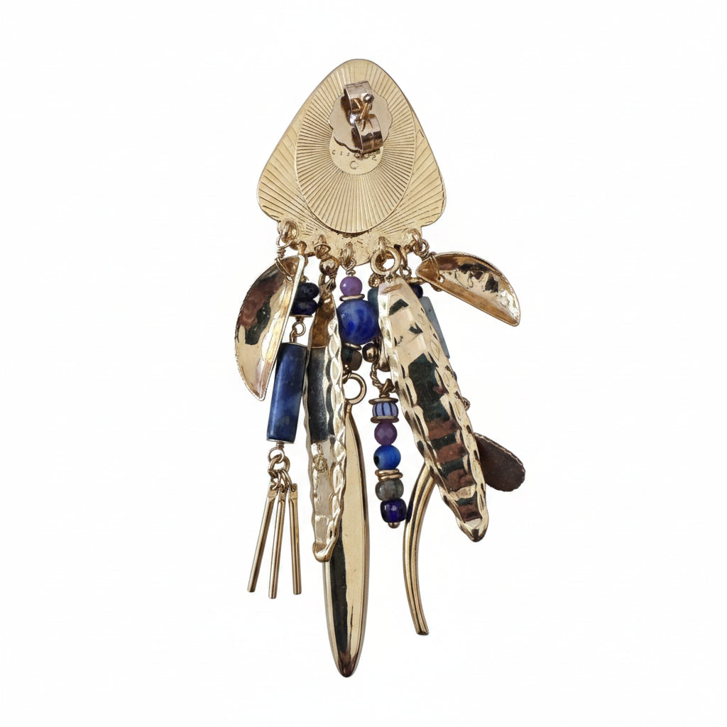 GAS BIJOUX - BOUCLES D'OREILLES BALANDRA TIGES DROITES DORÉES ET BLEUES
