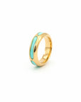 GAS BIJOUX - BAGUE SUERTE DORÉE - EMAIL VERT AMAZONITE - TAILLE S