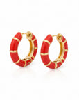 GAS BIJOUX - BOUCLES D'OREILLES MINI EMAIL ROUGE - METAL DORÉ