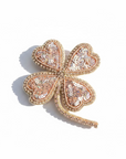 BY THELMA ET NINA - BROCHE TREFLE EN FAVEUR DU CANCER DU SEIN