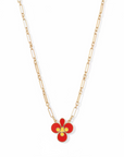GAS BIJOUX - COLLIER TREFLE EMAIL DORÉ - ORANGE