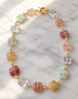 GAS BIJOUX - COLLIER SQUARE RAINBOW Multi petit modèle - Cornaline, Amazonite & Cristal de roche Métal doré