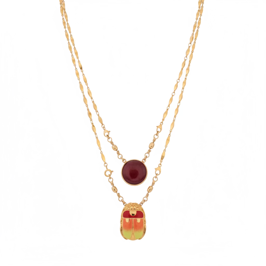 GAS BIJOUX - COLLIER SCAPULAIRE SERTI SCARAMOUCHE DORÉ