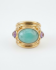 GAS BIJOUX - BAGUE SIMONE DORÉE - AMAZONITE ET AMÉTHYSTE - TAILLE 4