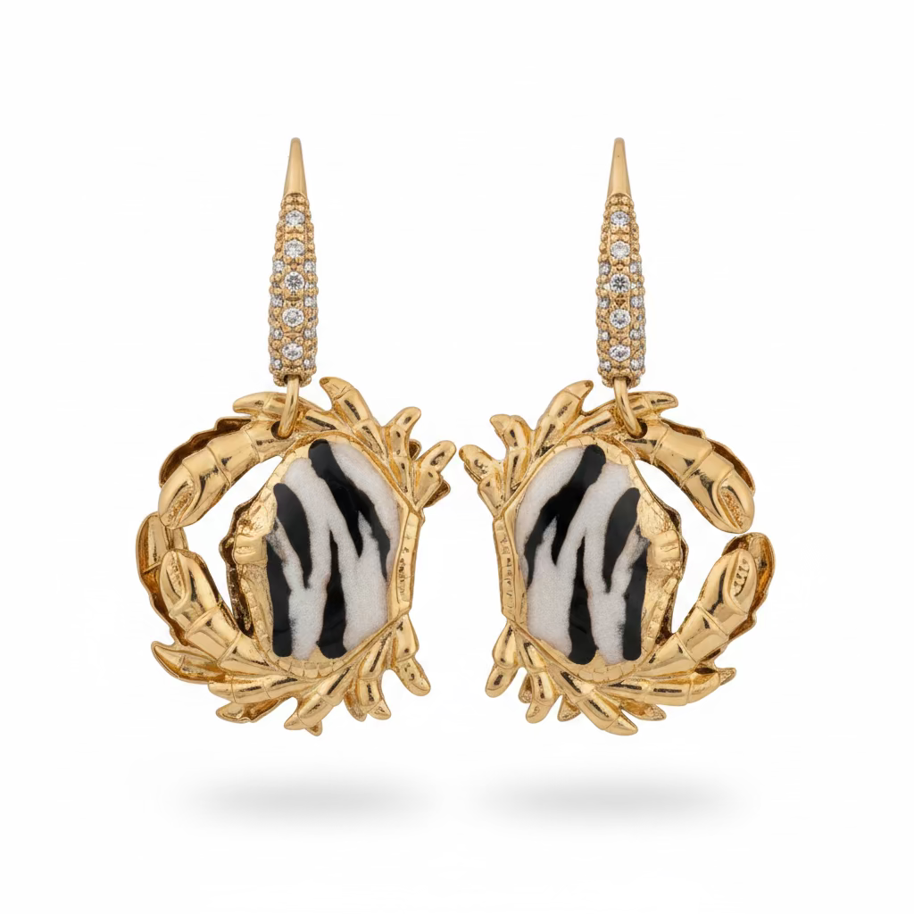 GAS BIJOUX - BOUCLES D’OREILLES YAO KRABE DORÉES ZEBRE