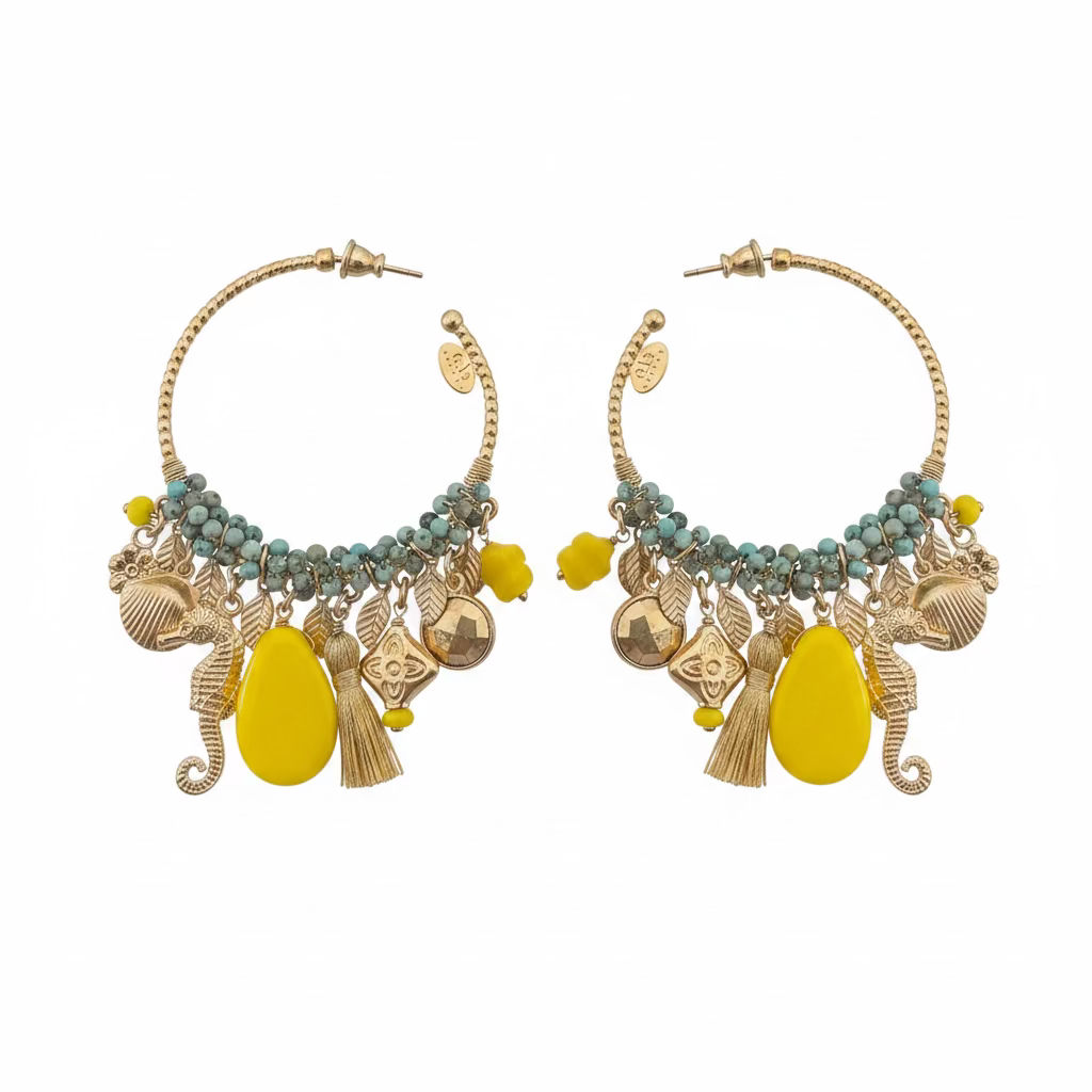 GAS BIJOUX - BOUCLES D'OREILLES CREOLES ANASTASIA MINI DORÉES - TONS DE JAUNE