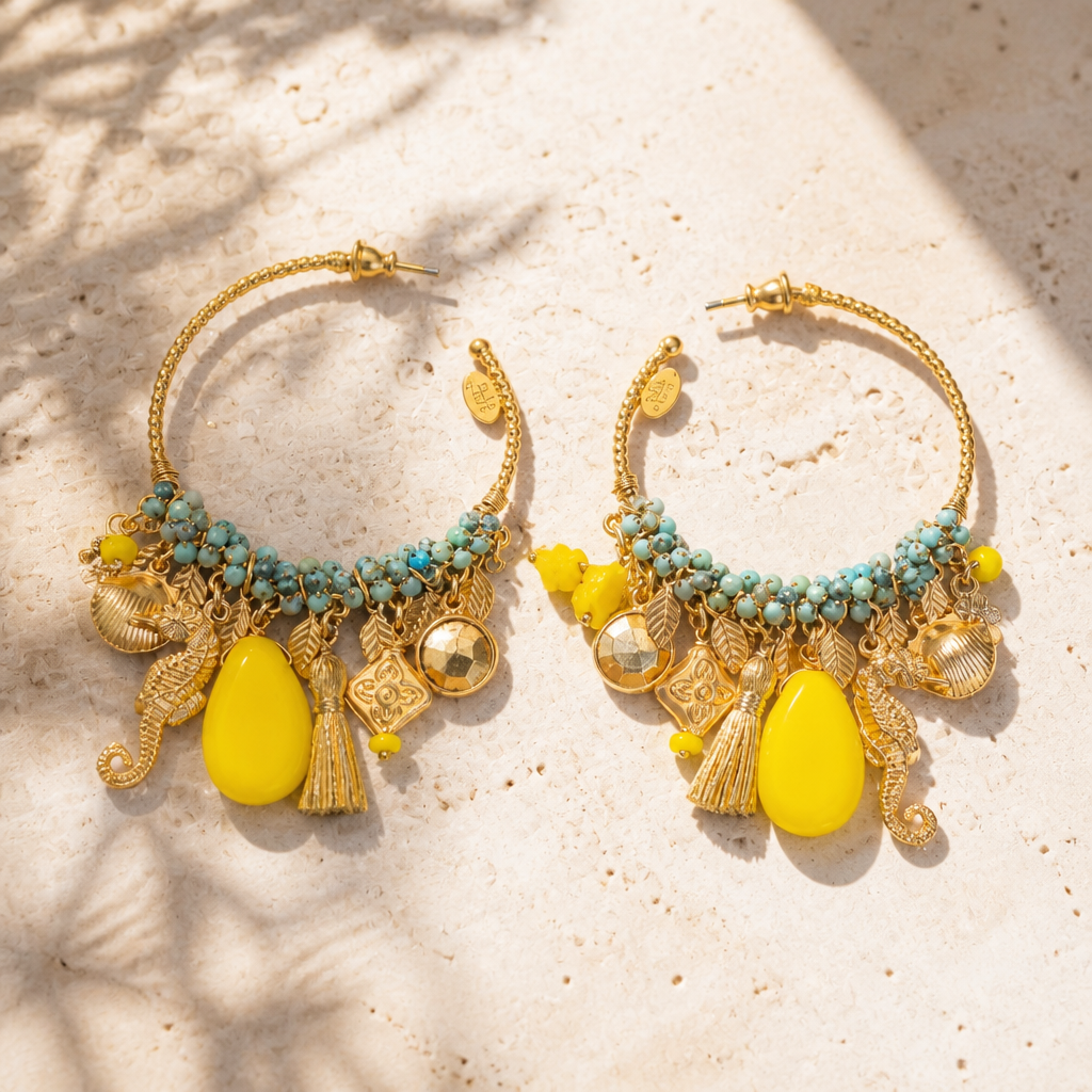 GAS BIJOUX - BOUCLES D'OREILLES CREOLES ANASTASIA MINI DORÉES - TONS DE JAUNE