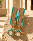 GAS BIJOUX - BOUCLES D'OREILLES FLORIA DORÉES STRASS - TURQUOISE
