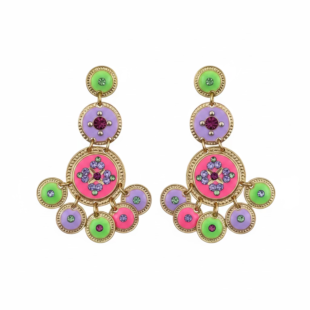 GAS BJOUX - BOUCLES D'OREILLES SEQUIN TRIPLE DORÉES - FLUO