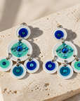 GAS BIJOUX - BOUCLES D'OREILLES SEQUINS BASE BLANCHE - TONS DE BLEUS