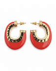 GAS BIJOUX - BOUCLES D'OREILLES CREOLES SELVA DORÉES - EMAIL ROUGE