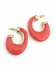 GAS BIJOUX - BOUCLES D'OREILLES CREOLES SELVA DORÉES - EMAIL ROUGE