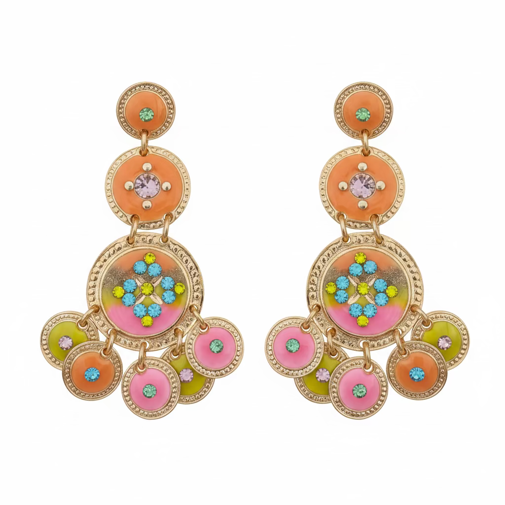 GAS BIJOUX - BOUCLES D'OREILLES SEQUIN TROIS RANGS DORÉES