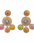 GAS BIJOUX - BOUCLES D'OREILLES SEQUINS DEUX RANGS DORÉES