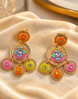 GAS BIJOUX - BOUCLES D'OREILLES SEQUINS DEUX RANGS DORÉES