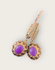 GAS BIJOUX - Boucles d’oreilles TAO SPLASH dorées à l’or fin - Mauve et cristaux roses