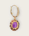 GAS BIJOUX - Boucles d’oreilles TAO SPLASH dorées à l’or fin - Mauve et cristaux roses