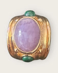GAS BIJOUX - Bague SIMONE dorée à l’or fin - Améthyste et malachite - Taille L