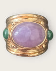 GAS BIJOUX - Bague SIMONE dorée à l’or fin - Améthyste et malachite - Taille L
