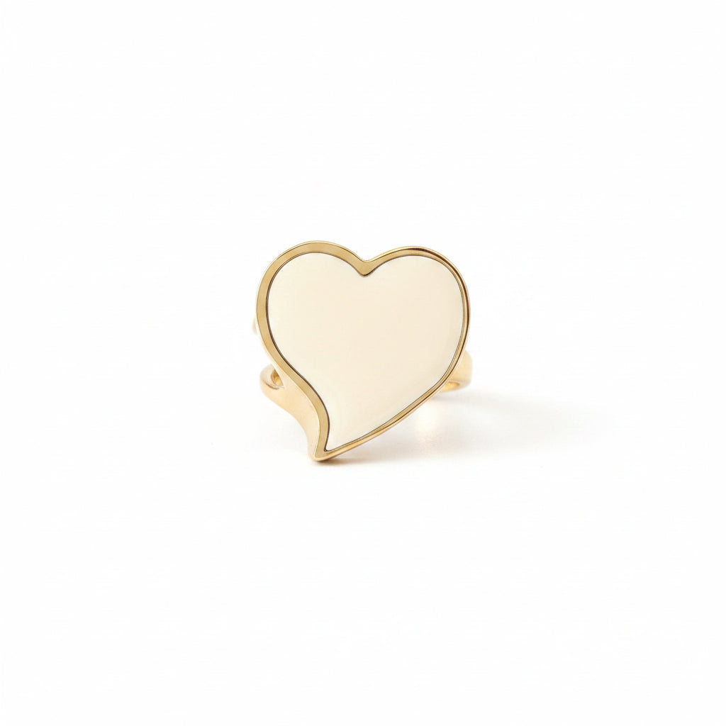GAS BIJOUX - BAGUE MIRAGE DORÉE - ÉMAIL BEIGE - 3 TAILLES