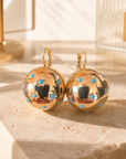 GAS BIJOUX - BOUCLES D'OREILLES COMETE GRAND MODELE DORÉES - CRISTAUX TURQUOISE