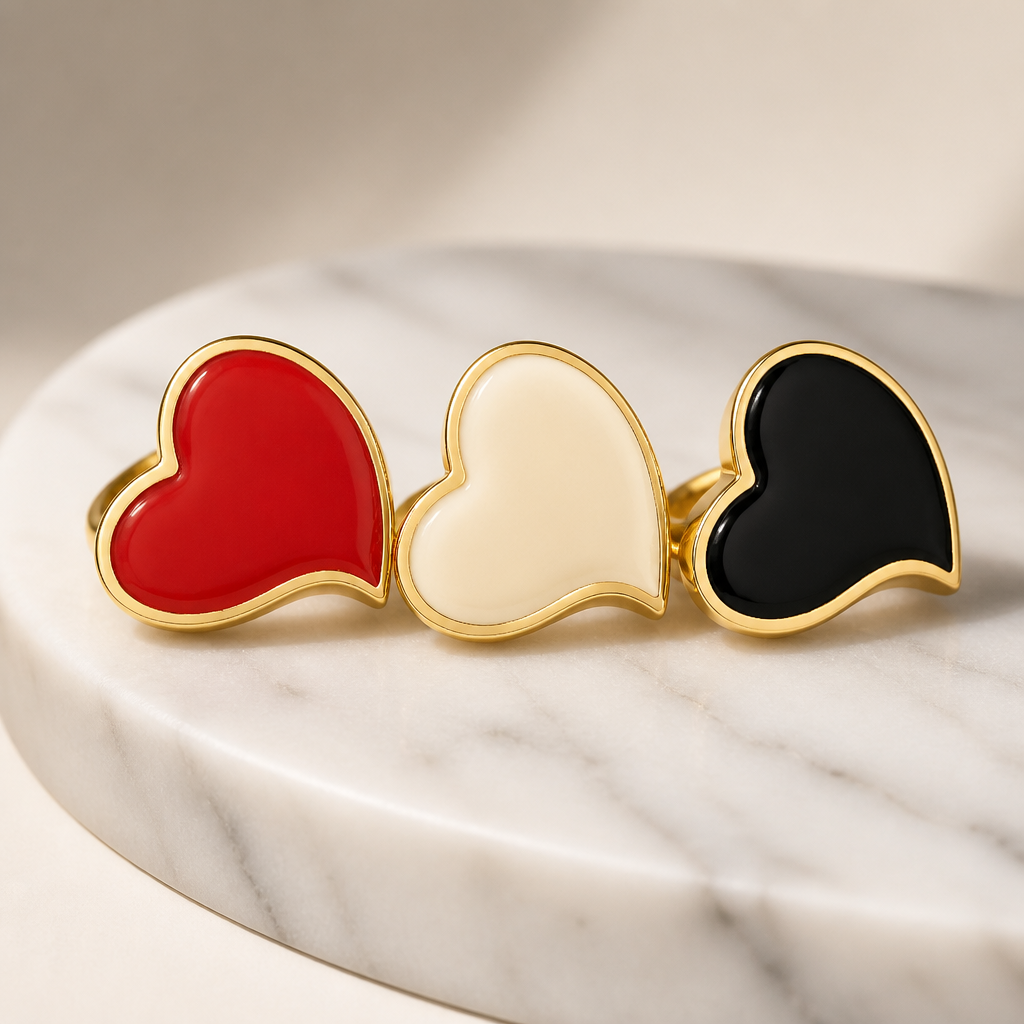 GAS BIJOUX - BAGUE MIRAGE DORÉE - ÉMAIL BEIGE - 3 TAILLES