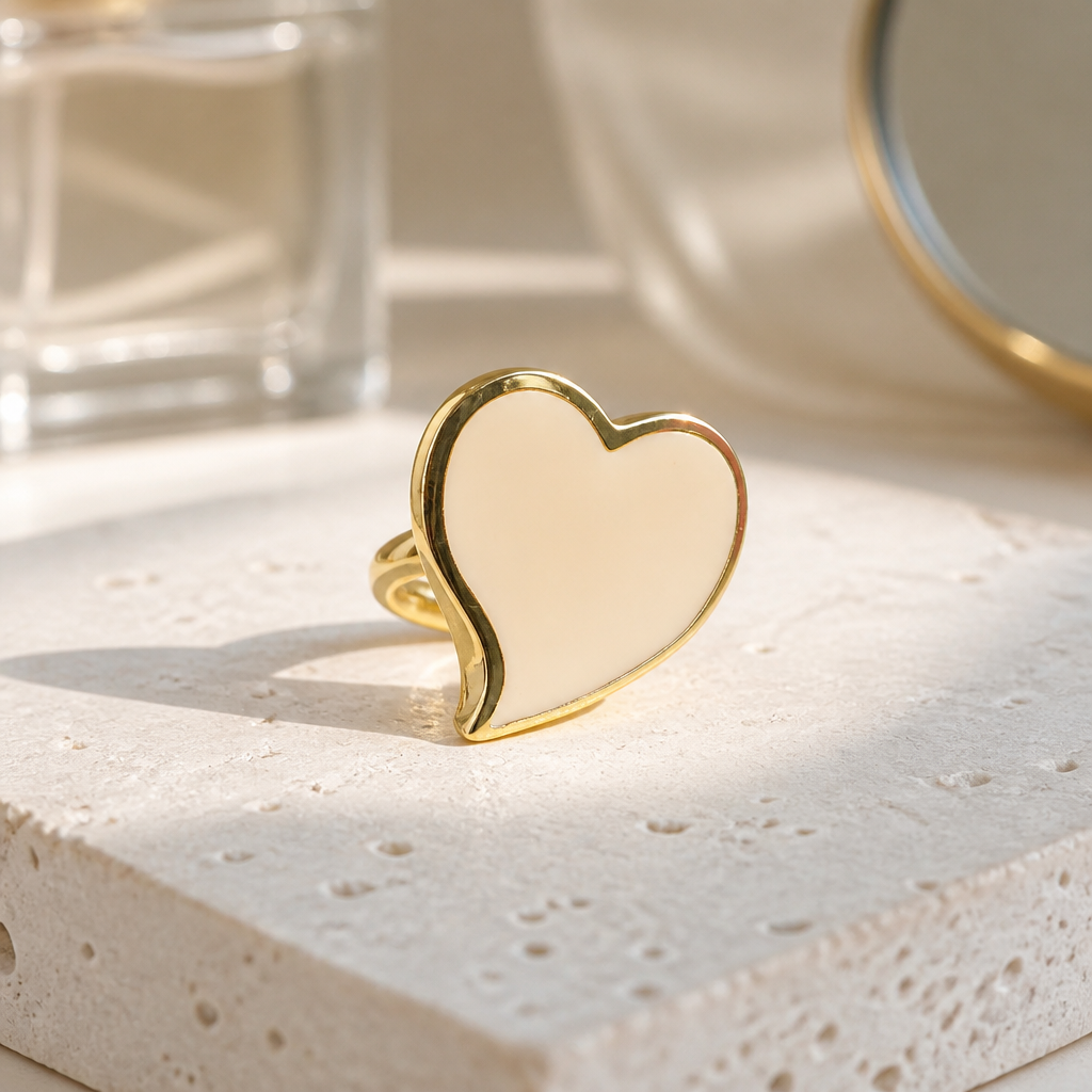 GAS BIJOUX - BAGUE MIRAGE DORÉE - ÉMAIL BEIGE - 3 TAILLES
