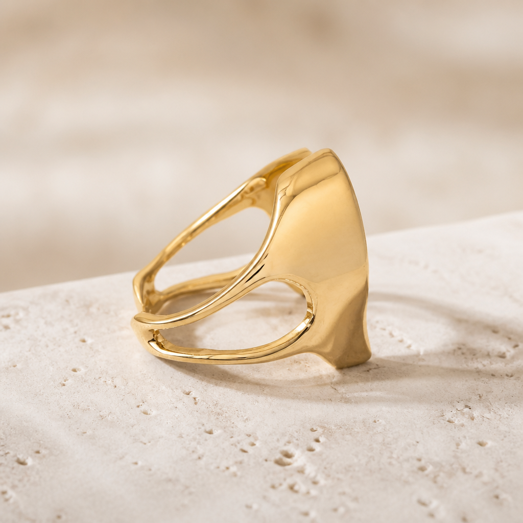 GAS BIJOUX - BAGUE MIRAGE DORÉE - ÉMAIL BEIGE - 3 TAILLES