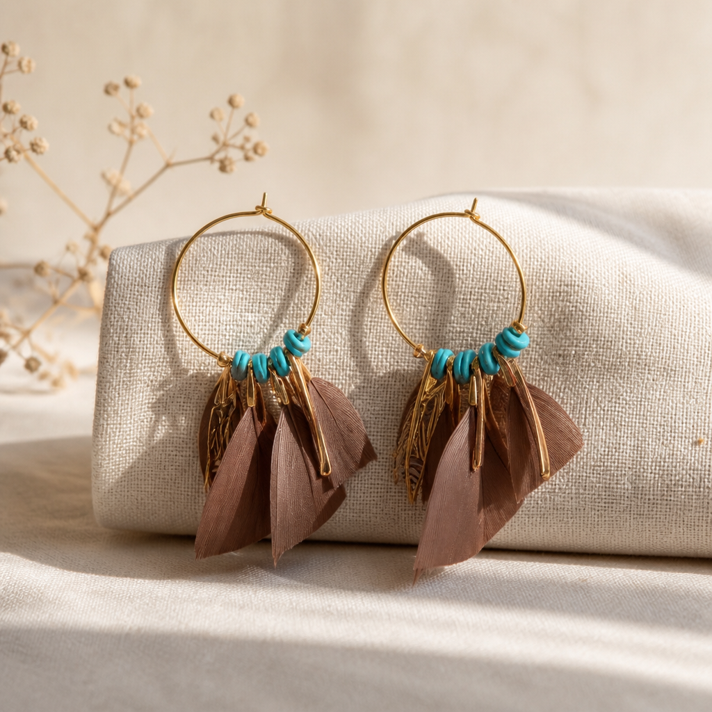 GAS BIJOUX - BOUCLES D'OREILLES MARLY DORÉES PETITS MODELES - CHOCOLAT
