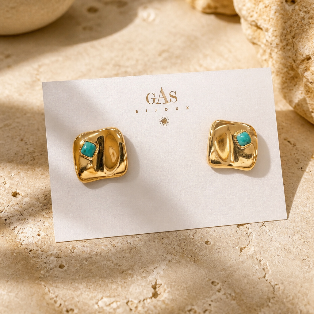 GAS BIJOUX - BOUCLES D'OREILLES SQUARE DORÉES PETITS MODELES