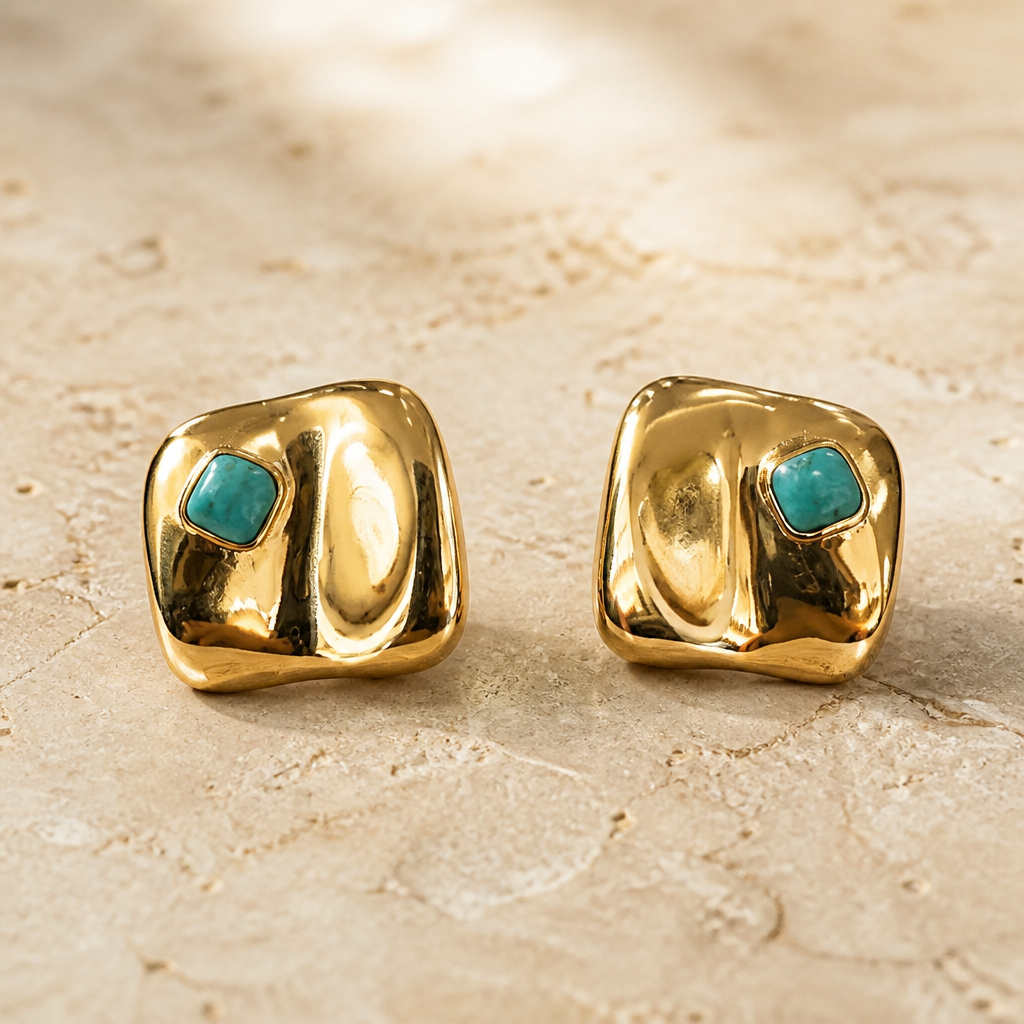 GAS BIJOUX - BOUCLES D'OREILLES SQUARE DORÉES PETITS MODELES