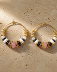 GAS BIJOUX - BOUCLES D'OREILLES CREOLES ALOHA DORÉES - ROSE- NOIRE - BEIGE