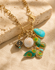 GAS BIJOUX - COLLIER CONSTANTINE DORÉ - PAPILLON VERT ET JAUNE