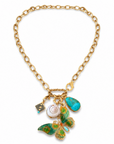 GAS BIJOUX - COLLIER CONSTANTINE DORÉ - PAPILLON VERT ET JAUNE