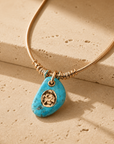 GAS BIJOUX - COLLIER GALET DORÉ - TURQUOISE VERITABLE