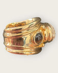 GAS BIJOUX - Bague SIMONE dorée - Zircon et oeil de tigre - Taille XL