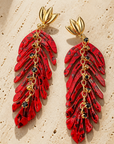 GAS BIJOUX - BOUCLES D'OREILLES CAVALLO dorées à l'or fin - Acétate rouge - RARE