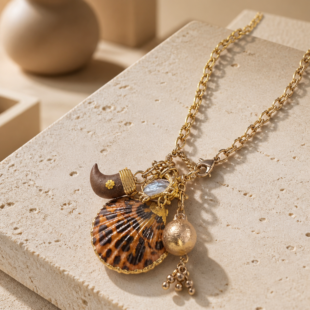 GAS BIJOUX - COLLIER CONSTANTINE DORÉ - COQUILLAGE LEOPARD