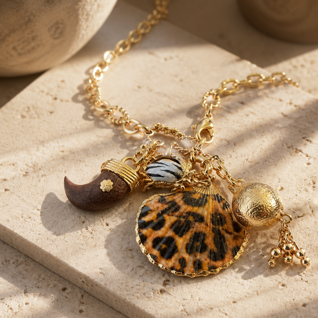 GAS BIJOUX - COLLIER CONSTANTINE DORÉ - COQUILLAGE LEOPARD