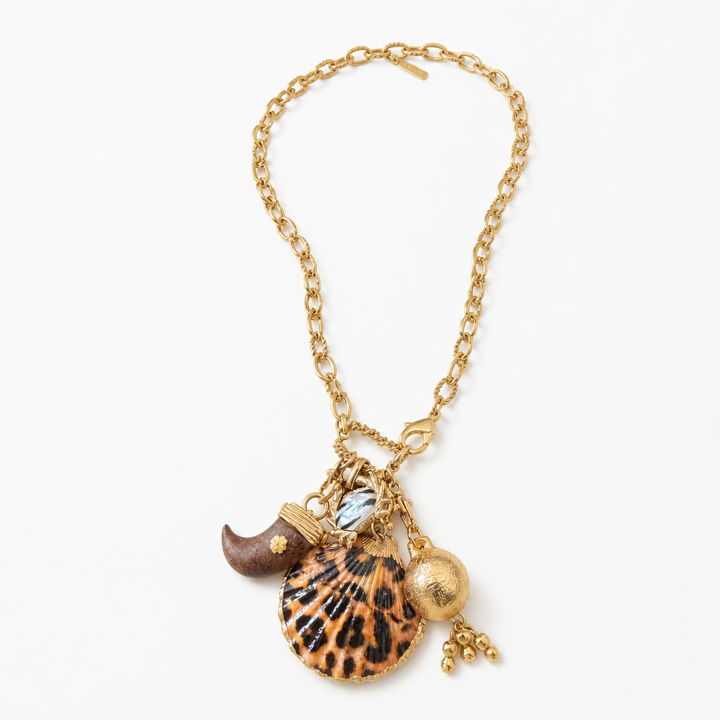GAS BIJOUX - COLLIER CONSTANTINE DORÉ - COQUILLAGE LEOPARD
